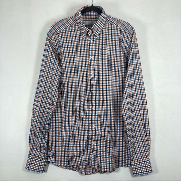 Eton Other - Eton Shirt Slim Mens 16.5 Slim Fit Large 42 Blue Red Plaid 100% Cotton